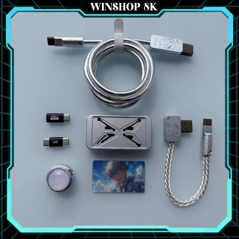 

USB-хаб WINSHOP Esports HUB Dual-In 4-Out с независимым питанием для клавиатуры и мыши 8K, эстетичный аксессуар для настольной установки, Type-C