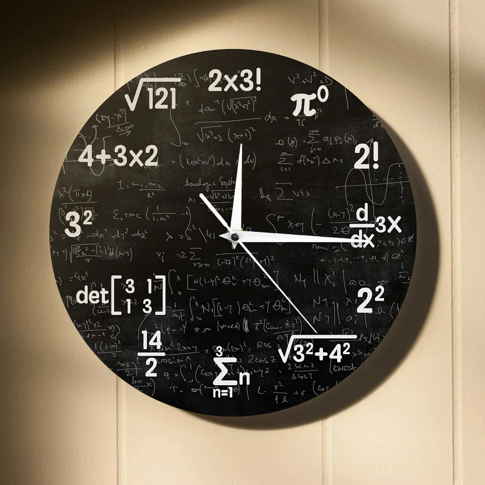 Math Equations and Notations Mathematics Chalkboard Geek Wall Clock Educational Gifts For Kids Teachers School Classroom Decor