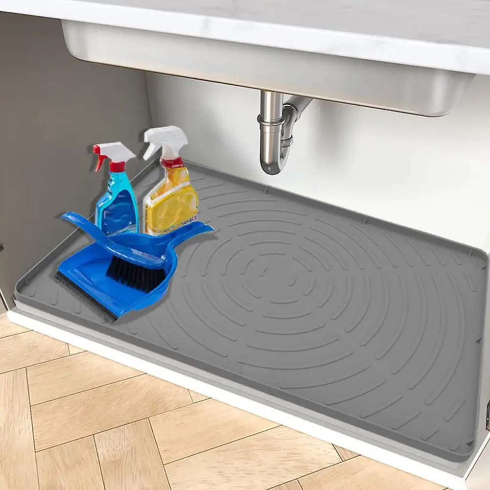 Anti-Slip Silicone prateleira forro, bandeja de gotejamento, impermeável Under-pia Mat, levantado pia forro, cozinha e banheiro