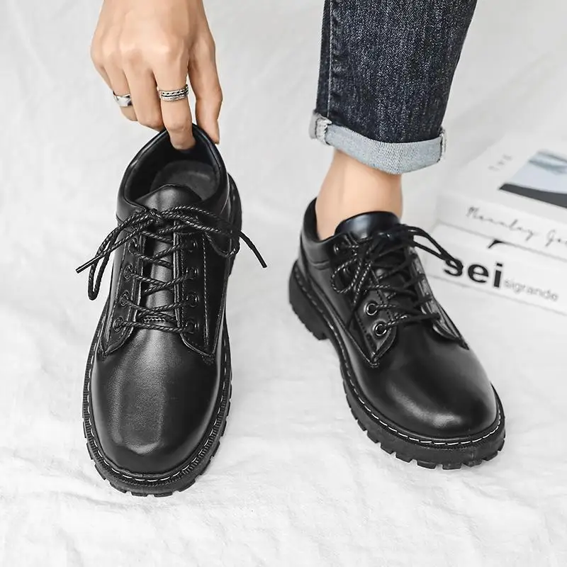 Black Labor Protection Men's Shoes Party Boys Elegant Dress Leather Shoes Casual Work Chef Men