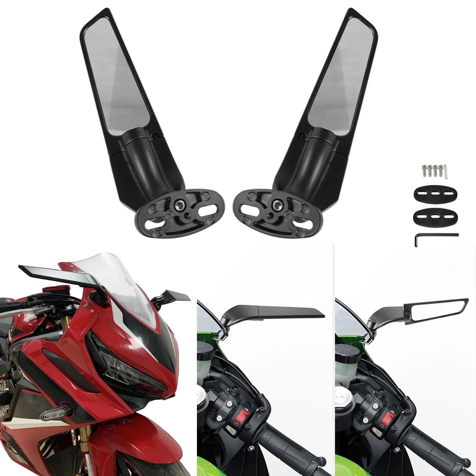 

1set Adjustable Rotating Wing Fin Rearview Side Mirrors For YAMAHA YZF R1 M/S R1M R1S 2015 2016 2017 2018 2019 Auto Body Systems