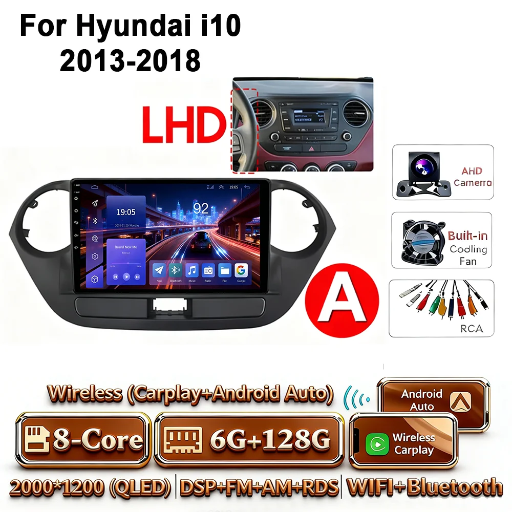 Android 17 2Din Carplay Android Auto 4G WIFI autoradio voor Hyundai I10 2013-2018 GPS DSP BT touchscreen multimediasysteem