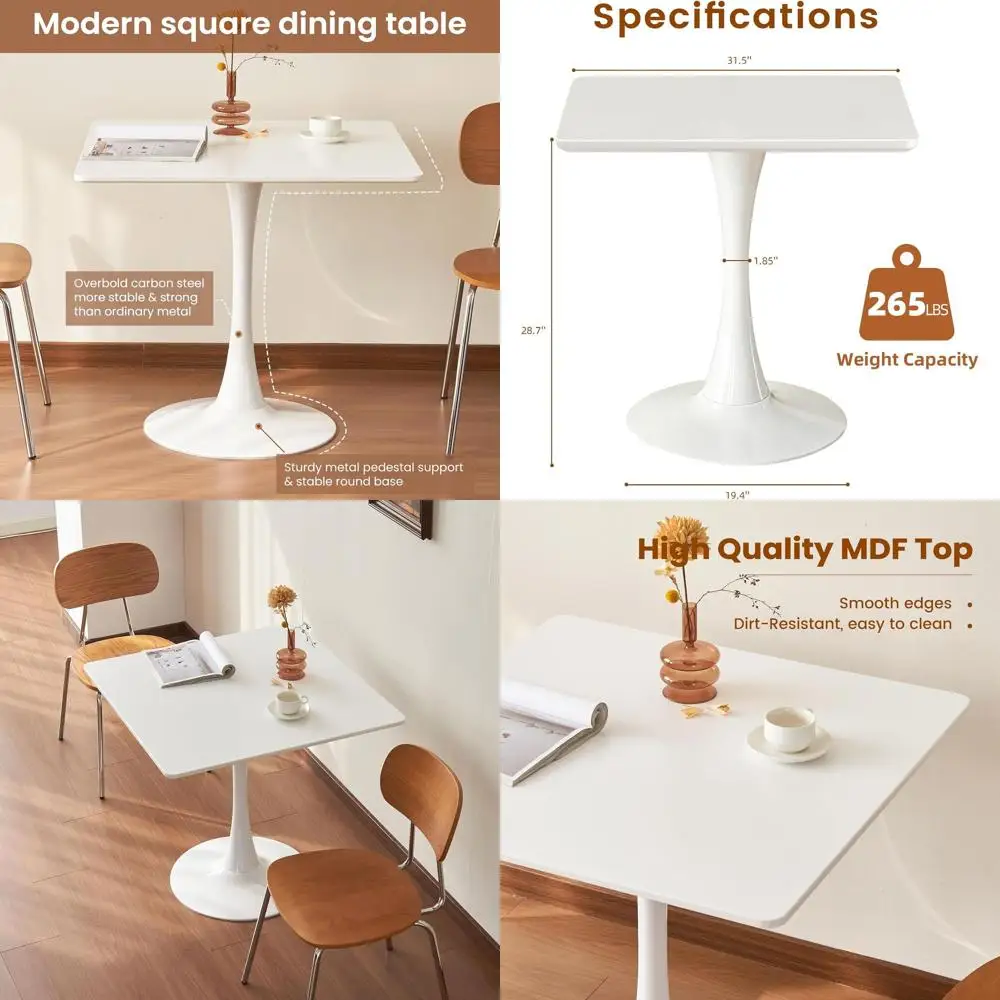 

Обеденный стол в стиле Mid-Century Modern с металлическим основанием, 31,5 дюйма, белый