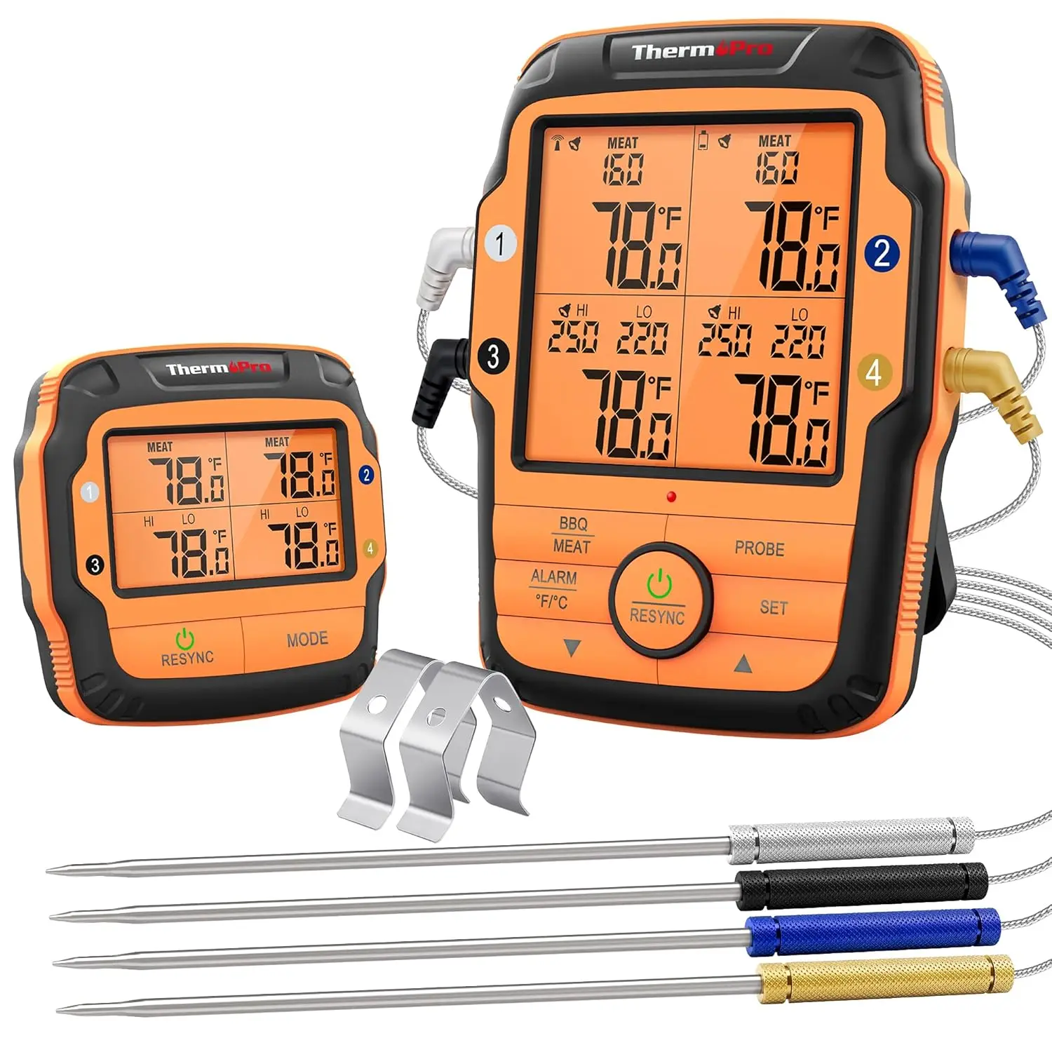 

500FT Long Range Wireless Meat Thermometer with 4 Probes for Grilling, Smoking, BBQ, Kitchen Cooking