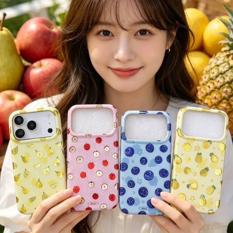 Ins Popular Summer Fruits Glossy IMD TPU Phone Case For iPhone 17 16 15 Pro Max Shockproof Protective Back Cover