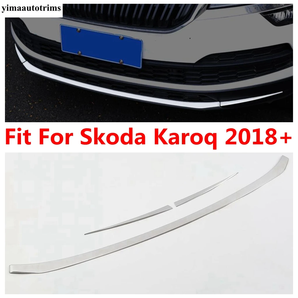 

For Skoda Karoq 2018 - 2020 Car Front Bumper Below Grille Grill Strip Decoration Cover Trim Stainless Steel Accessories Exterior