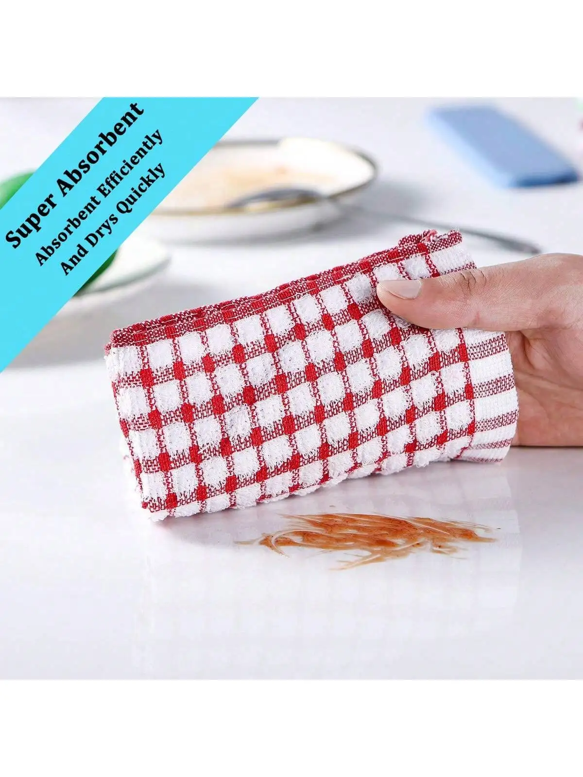 3/5PCSKitchen Dishcloths 100% Cotton Kitchen Dish Cloths for Washing Dishes Scrubbing Wash Cloths Dish Towels Sets (Mix Color)
