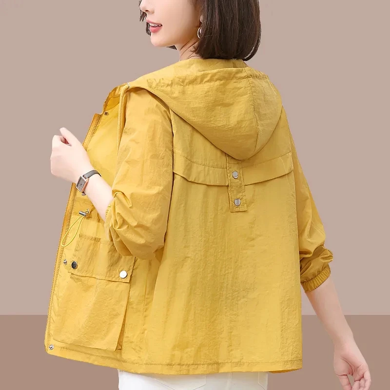 2023 New Summer Women\'s Jacket Thin Coat Casual Windbreaker Sun Protection Jackets Basic Zipper Coat Tops Female