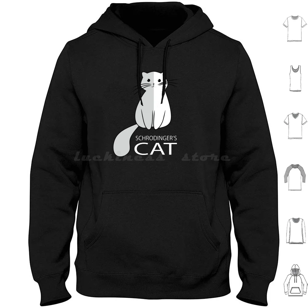 Schrodinger’S Cat Hoodies Long Sleeve Sad Undecided Cat Lover Funny Cat For Kids Double Meaning Unique Cat Unique For