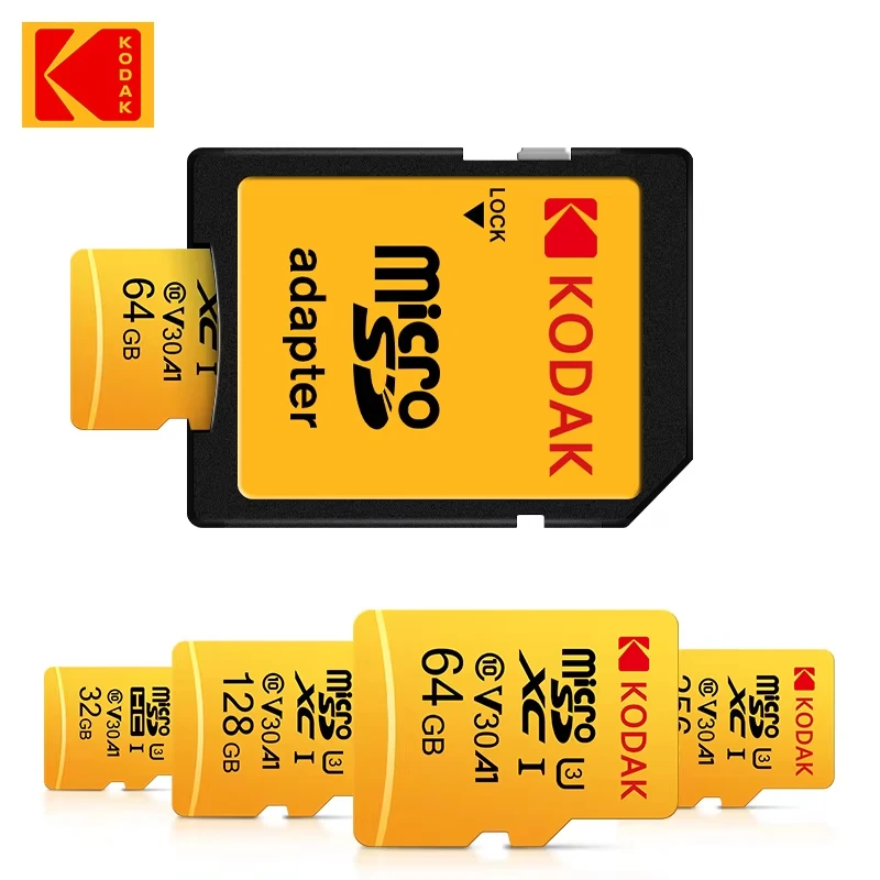 Kodak 100% Original Micro SD Card 128GB Class 10 Memory Card 64GB Flash Card 32GB V30 U3 Flash Memory Card for Driving Recorder