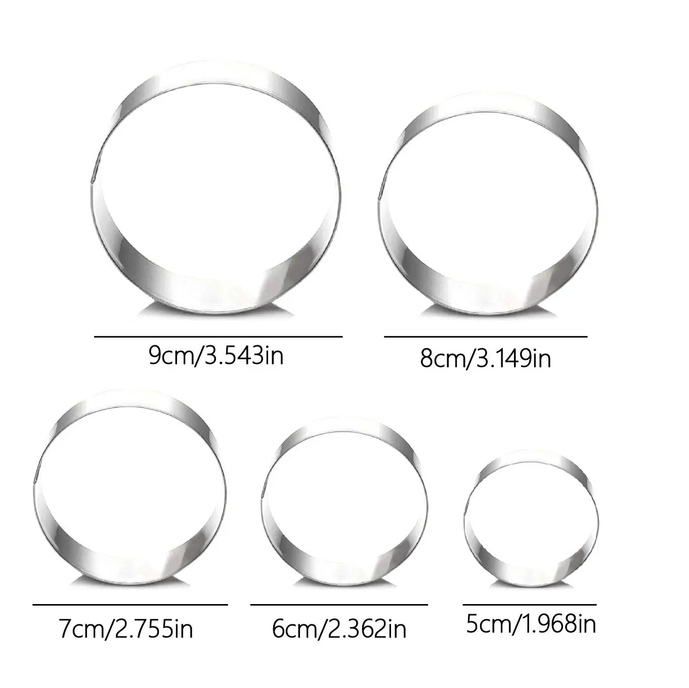 5/3Pcs Stainless Steel Round Cookie Mold DIY Biscuit Cutter Dumpling Skin Cutting Mould Pastry Cake Baking Tool Kitchen Gadget