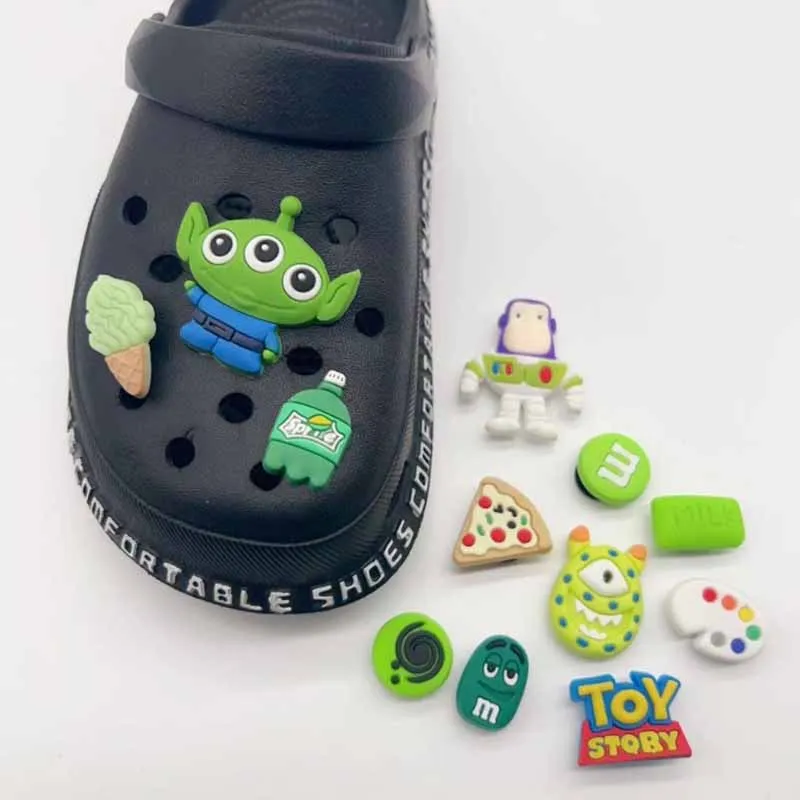 MINISO Classic Character Buzz Lightyear Shoe Charms Set Decoration Buckle Three Eye Monster PVC Sandals Accessories Gifts