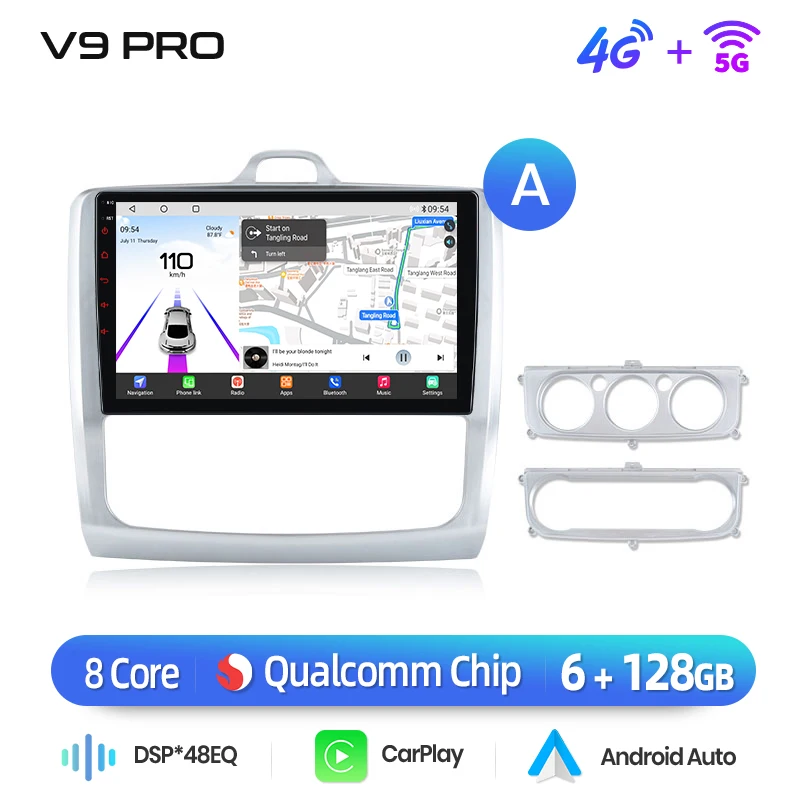 Junsun Qualcomm 8-Core 360 °   Panoramische Camera Draadloze CarPlay Android Auto Radio voor ford focus 2 3 Mk2 Mk3 2004-2011 GPS