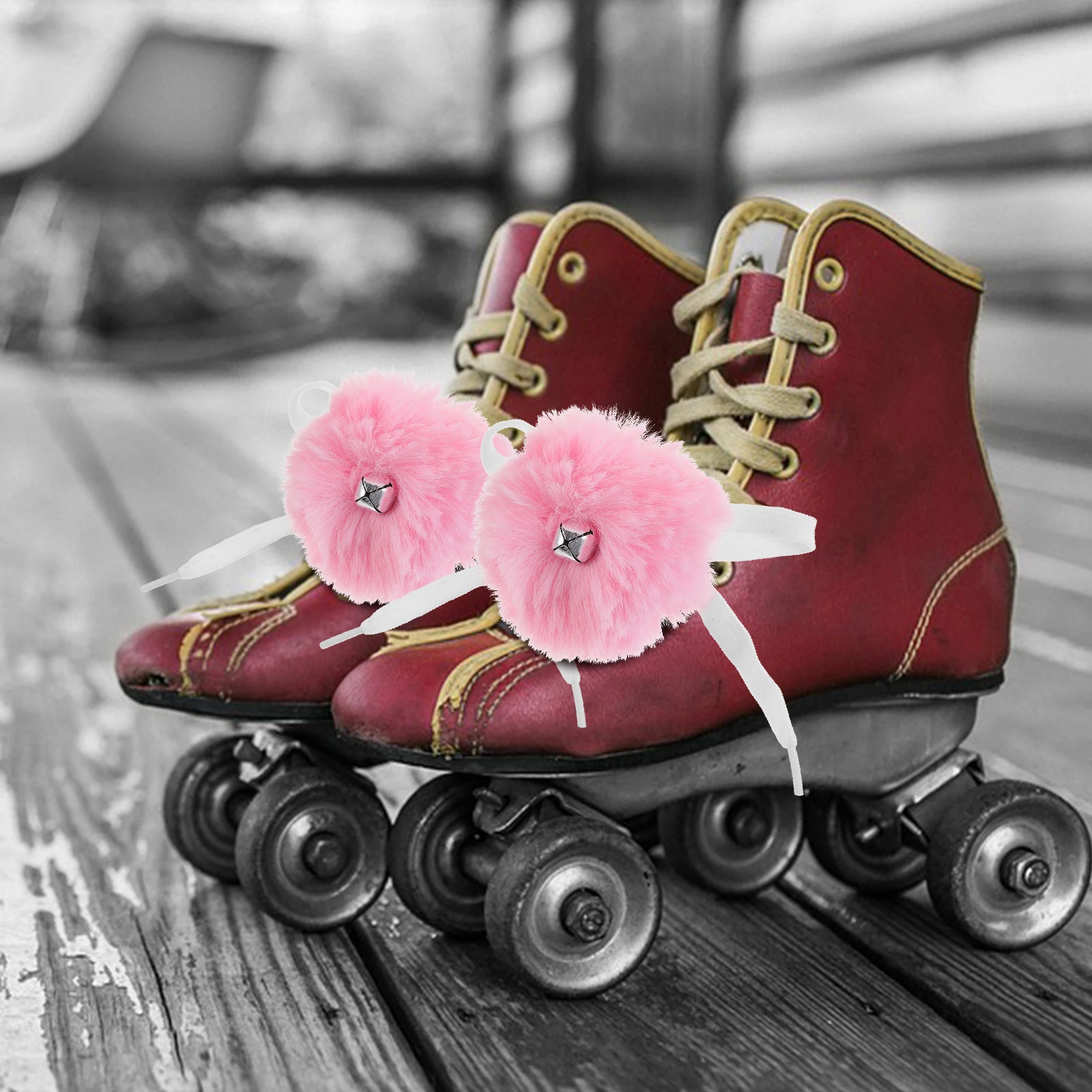 

2Pcs Roller Skate Pompom Ball With Bell For Skates Laces Durable Artificial Wool Decorative Accessories
