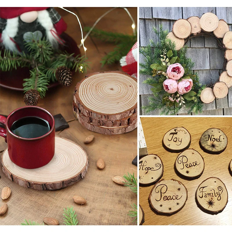 Natural Round Wooden Slice Cup Mat Coaster Tea Coffee Mug Drinks Holder for DIY Tableware Durable Kitchen Home Decor