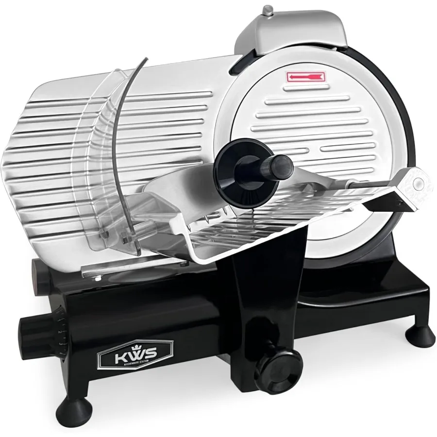 

KWS MS-10XS Premium 320W Electric Meat Slicer with 10-Inch 304 Stainless Steel Blade for Frozen Meat Deli Cheese and Food Slici