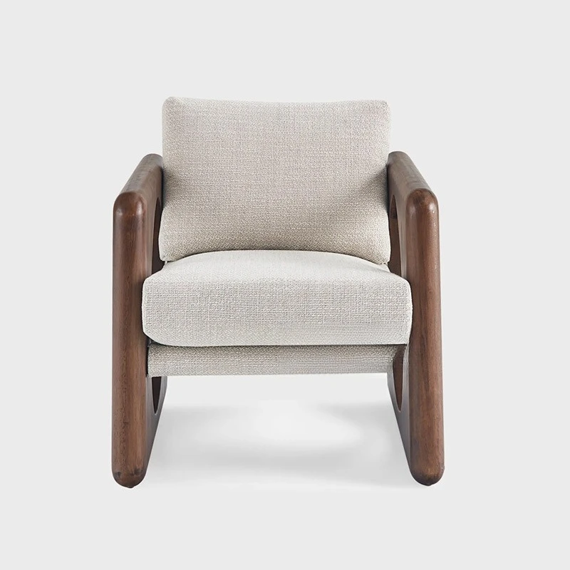 Japanese Walnut Linen Homestay Single Leisure Chair Italian Minimalist Bedroom Reading Sofa Chair