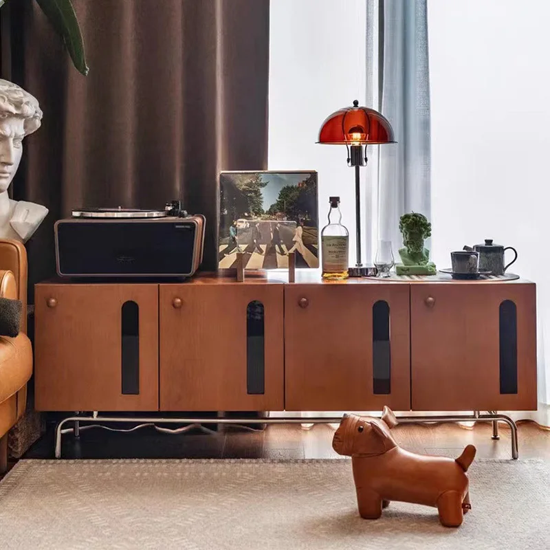 

Solid wood TV cabinet medieval simple living room retro locker French cream wind floor cabinet