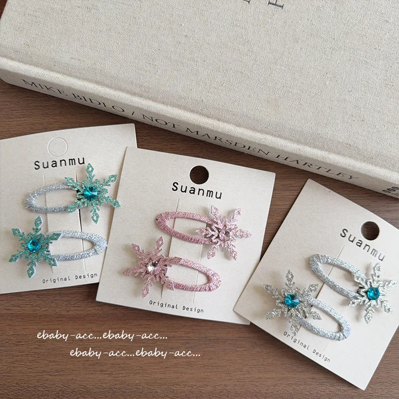 Hair Clip Girls Rhinestone Snowflake Forehead Bangs Side Fringe BB Clip Sweet Sparkling Lightweight Non Slip Daily Party Travel