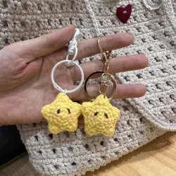 10pcs/lot 3cm Handmade DIY Cotton Yellow Little Star Pendant  Key Chain Crochet Gift Pendant Wholesale Bag Ornaments Finished