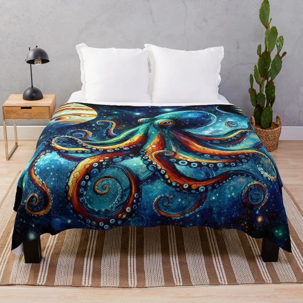 

Octopus Space and Sea v2 Throw Blanket Bed Hairys Blankets