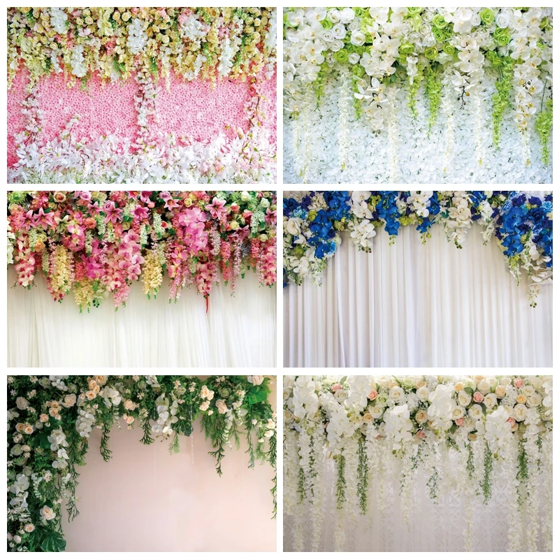 

Wedding Photography Backdrop Flower Floral Bridal Shower Ceremony Baby Birthday Photographic Background Photo Studio Props