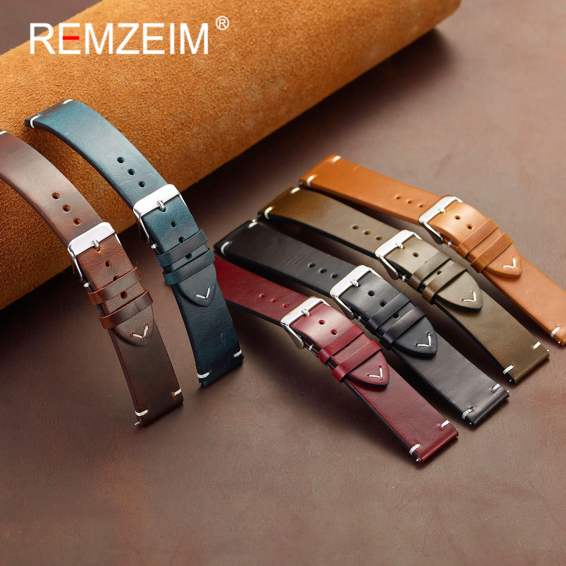 Universal Oil Wax Genuine Leather Watch Strap 18mm 19mm 20mm 21mm 22mm Quick Release Retro Cowhide Watch Band Watch Accessories image 3