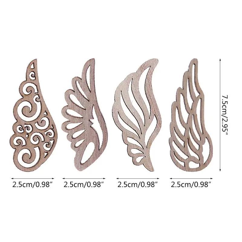 10 Pcs/Set Natural Wooden Wings Slices Christmas Tree Hangings Holiday Party Supplies for Wedding Table Scatter Ornament