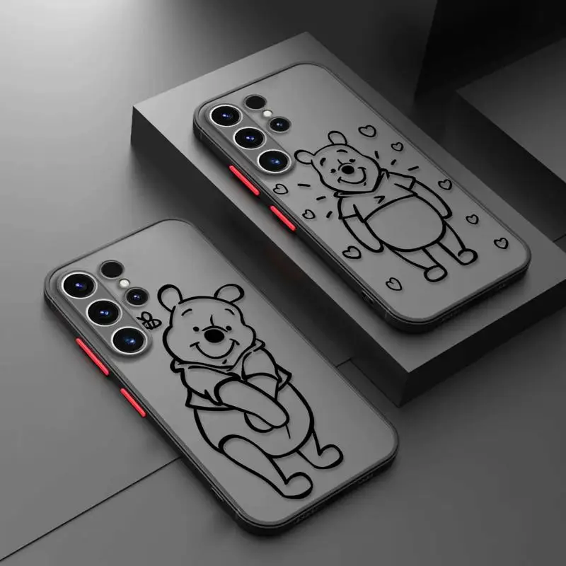 TPU Matte Phone Case for Samsung Galaxy S24 S23 S22 S21 S20 FE Ultra S10 plus Note 20Ultra Disney Winnie the Pooh Clear Cover