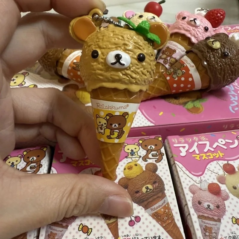 Anime Fiugre Rilakkuma Capsula Giocattolo Gelato Orso Catena di Perline Carino Kawaii Borsa Bambola Giocattolo Decoratoion Ciondolo Regali per Bambini