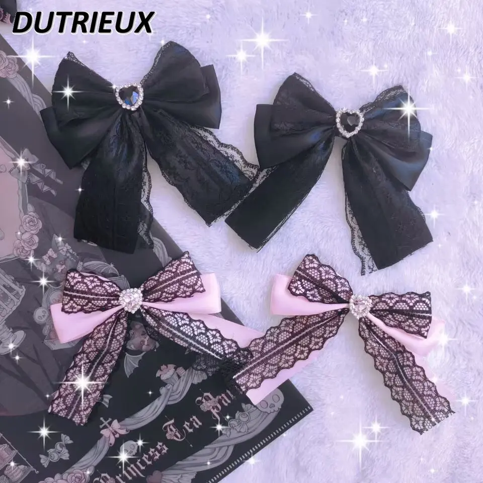 

Hair Accessories for Women Mine Series Mass-Produced Bow Lace Hair Clip Rhinestone Lolita Headwear Sweet Cool Girl Hairclip