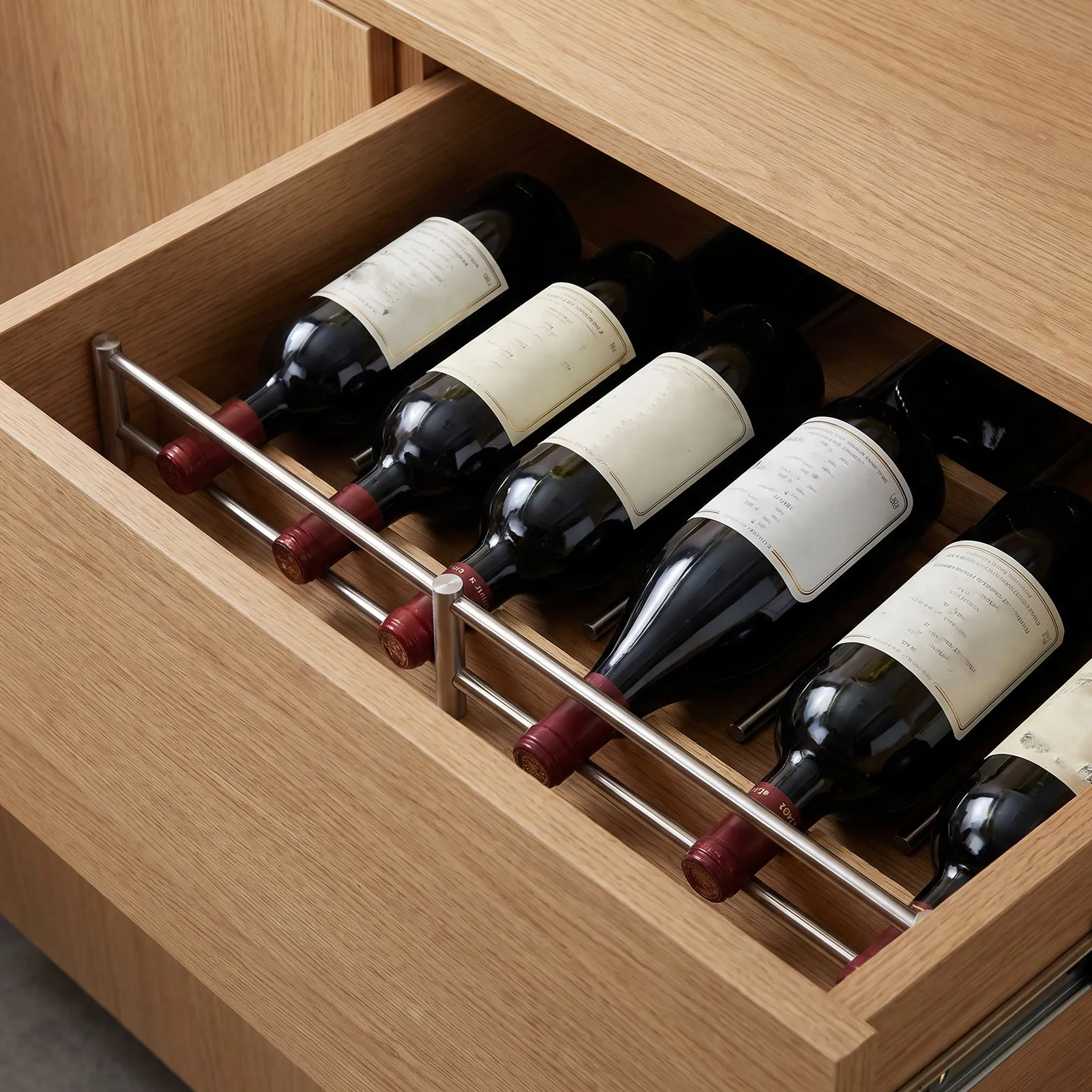 1Set Stainless Steel Wine Cabinet Guardrail Poles Metal Shelf Fence Edge Strip Shelf Safety Bar for Wine Rack Cooler Bottle
