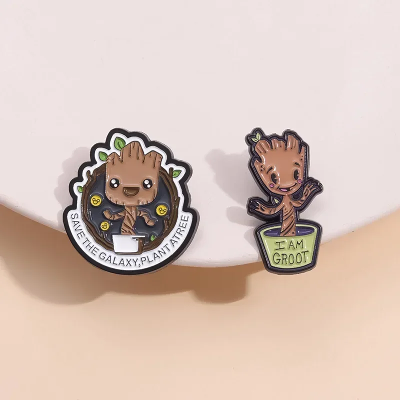 Disney Anime Groot Batman Spiderman Peripheral Pin Character Enamel Pins Women Brooch Kids Gift Collection Friends