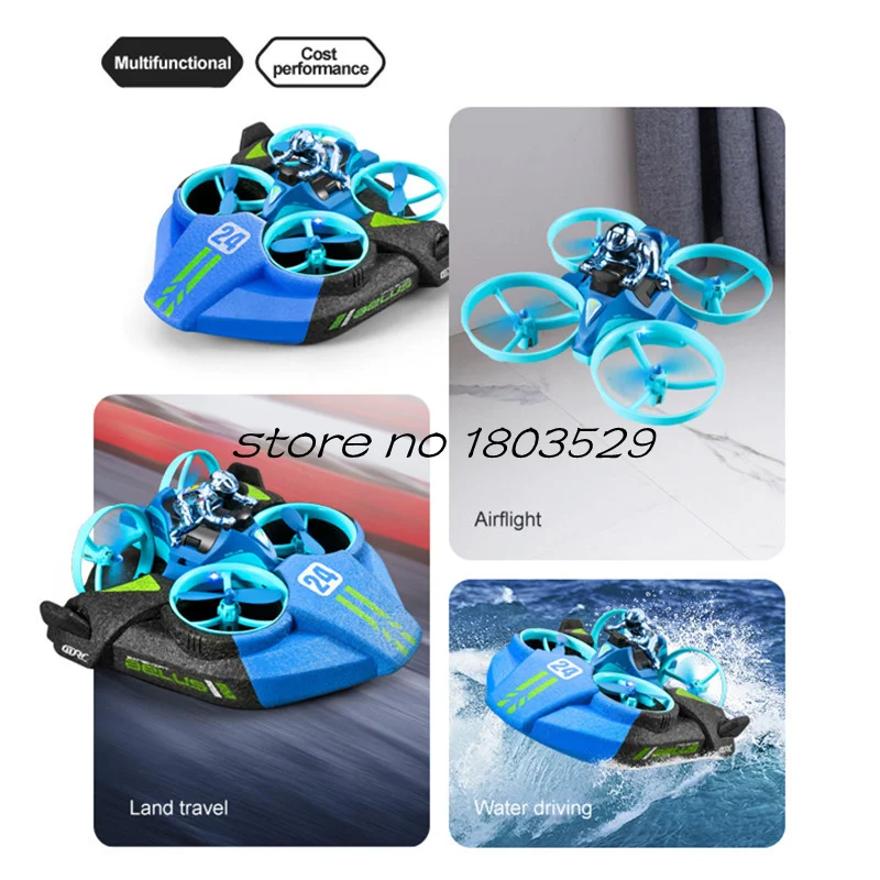 Remote Control Aircraft Air/Land/Water Driving Car Hovercraft Quadcopter 3 In 1 RC Drone Toys for Children Outdoor Game Airplane