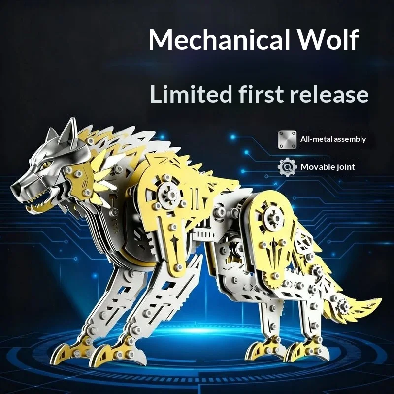 Steampunk Mechanical Wolf 3D Metal Puzzle, DIY Assembly Model Kit, Handmade Ornament Gift for Men Hobby Collectors