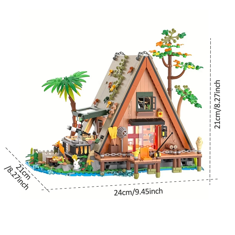 WLtoys 1486PCS Forest House Building Blocks A-Frame Tree Cabin Set di esposizioni da collezione Kit di mattoni da costruzione per bambini Regalo fai da te