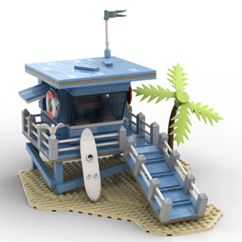 City Street View Model Moc Building Bricks Lifeguard Tower Technology Modular Blocks Gifts Christmas Toys DIY Sets Assembly