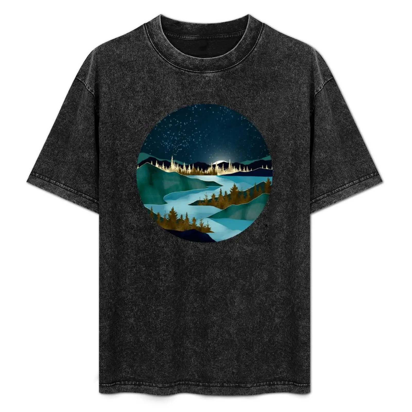 

Autumn River Night T-Shirt Simple Trendy Casual T-Shirt