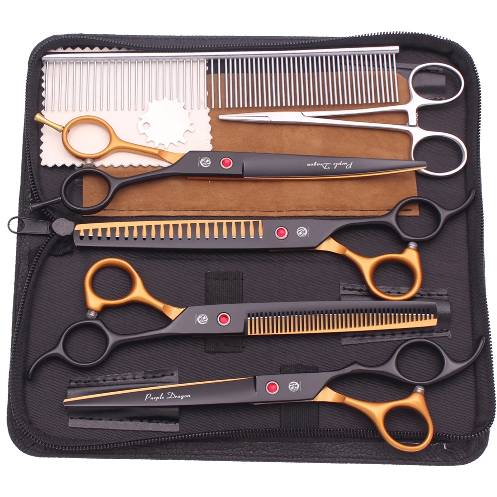 

Набор профессиональных ножниц для груминга собак: изогнутые, прямые, филировочные, 7.5 дюймов, японская нержавеющая сталь, модель Z3088