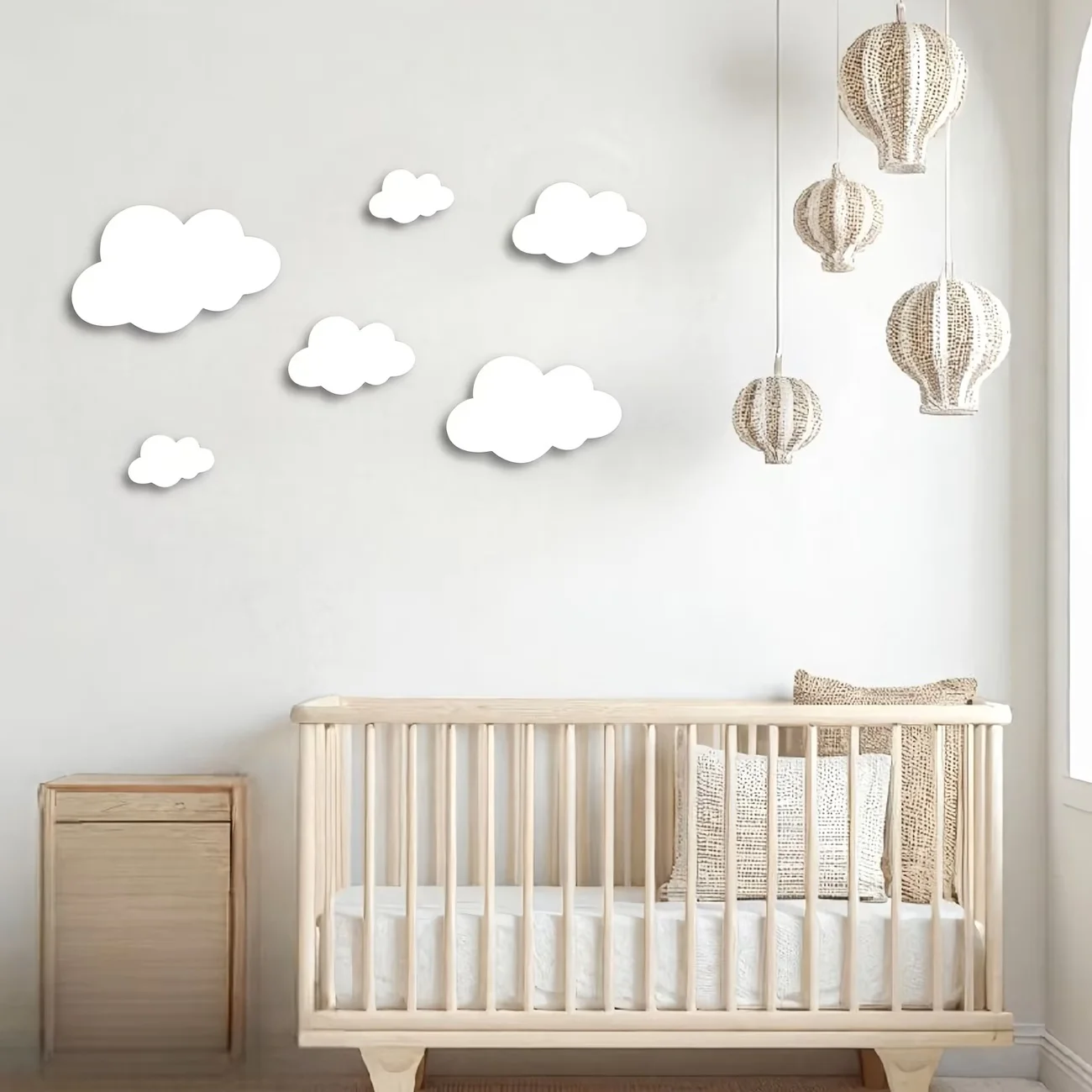 3pcs/Set Ins Wooden Cloud Logo Collection Cloud Decoration Modern/Bohemian,White Wooden Cloud Wall Decals, Background Decoration
