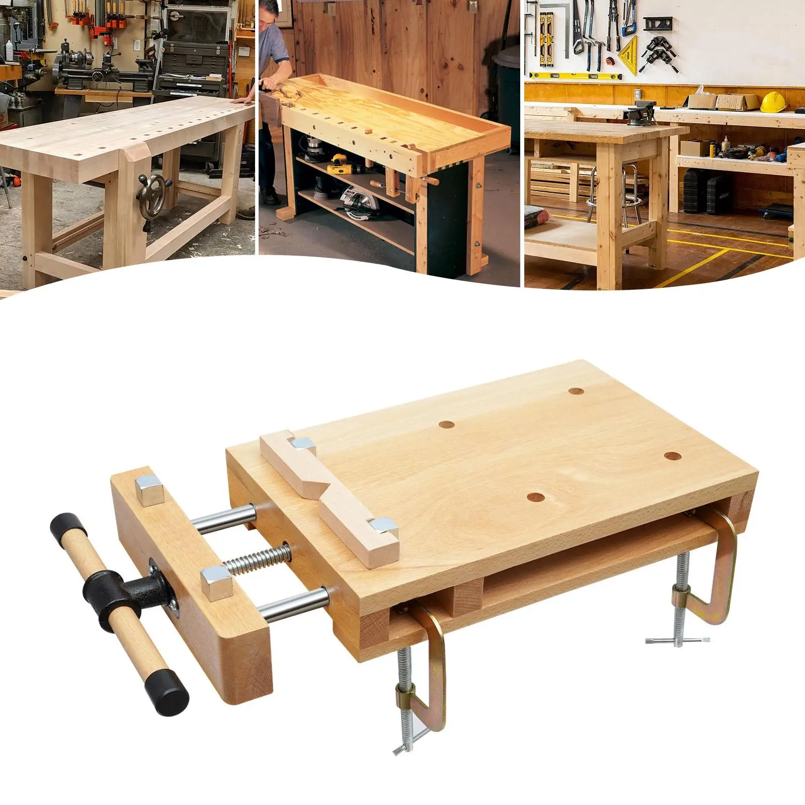 

Hard Woodworking Bench Vise Portable Desktop Woodworking Table Workbench Wood Bench Vises Kit with G-Type Fixing Clips