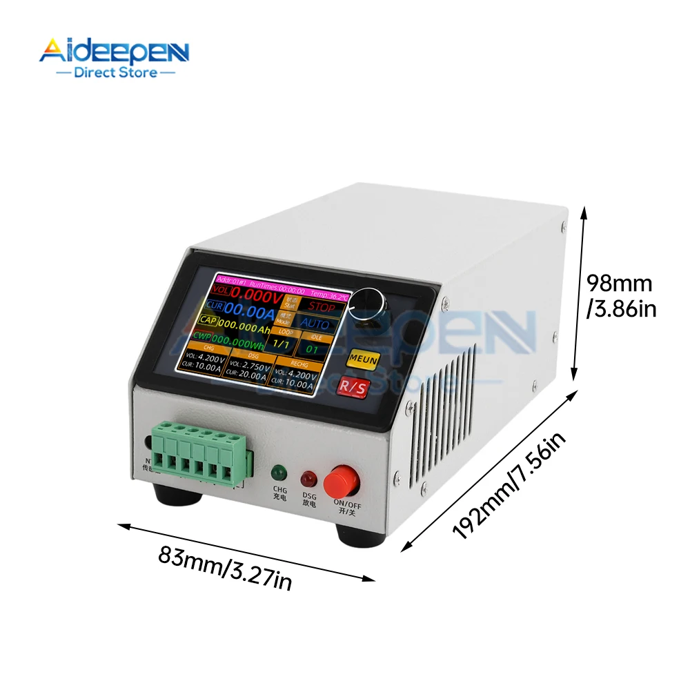 150W 4-wires Battery Capacity Tester 2.4 Inch TFT Color Screen Electronic Load Power Discharge Tester With EU/US Adapter