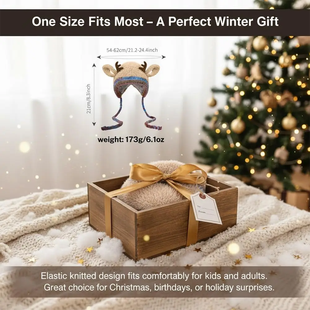 الغزلان قرن الوعل قبعة محبوك إِلْكَة عيد الميلاد قبعة للتحويل الرنة قبعة طوي طوي قرن الوعل قبعة للصور العائلية عطلة الطرف #4