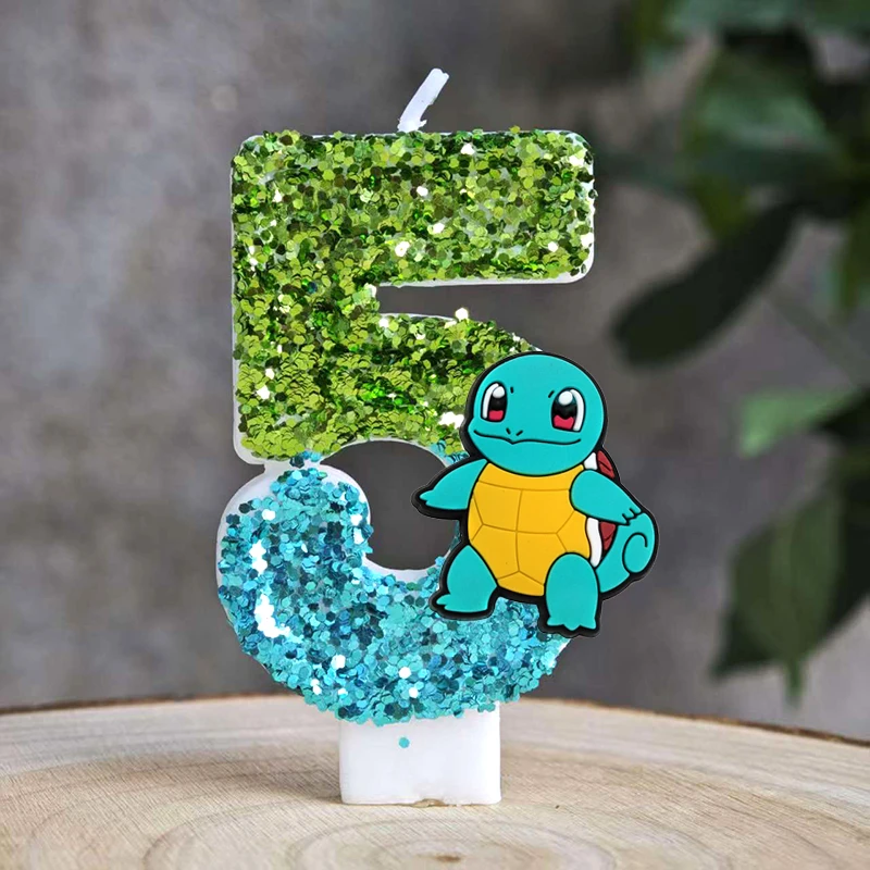 Pokemon Kaars Nummer 0-9 Voetbal Kaars Pikachu Taart Decoratie Jongen Verjaardagsfeestje voor Kinderen Baby Douche Decor Gift