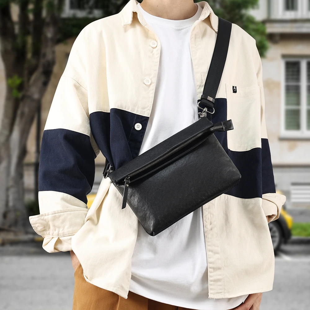 New multifunctional casual men's bag cowhide crossbody small bag men's leather trendy single shoulder crossbody bag