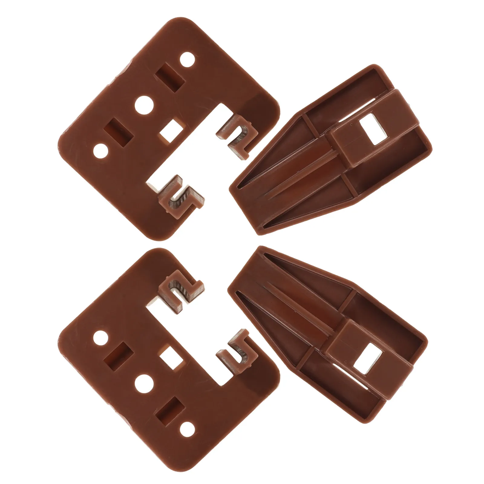 Plastic Drawer Guides for Cabinet Makers to Keep Drawers Stable, 2 Sets, Brown Plastic and Metal, Tool-Free Installation