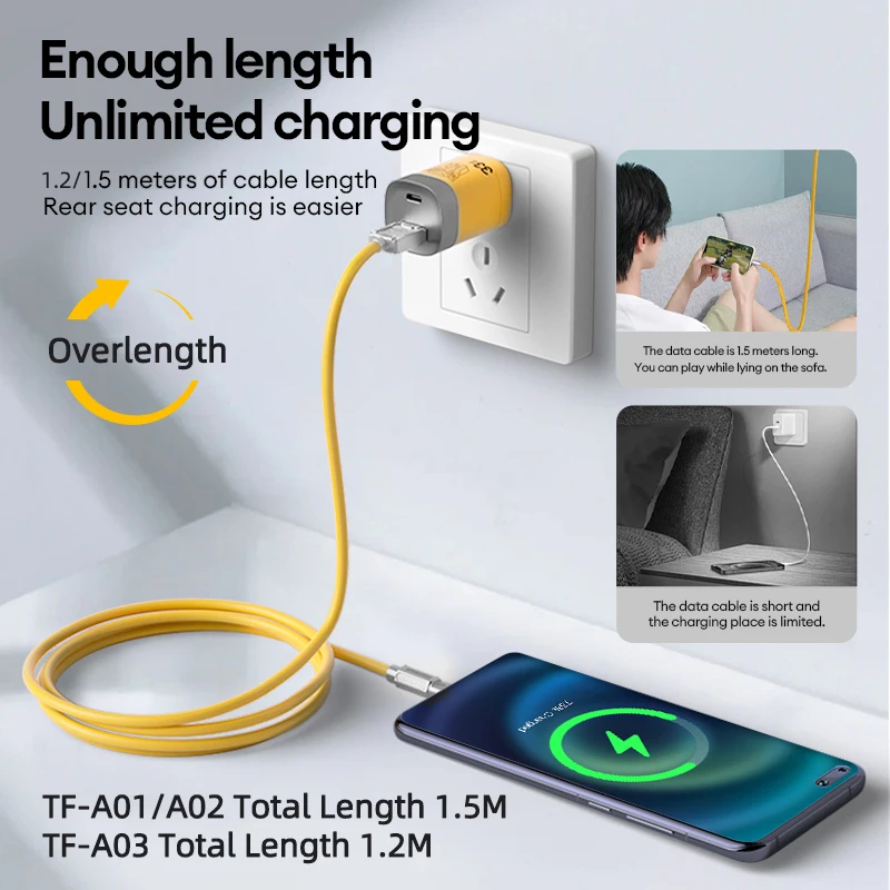 Transformador TF-A03 Cable de carga rápida 3 en 1, Cable de carga USB para teléfono móvil, cargador súper rápido, Cable de datos rápido tipo C/Mrico