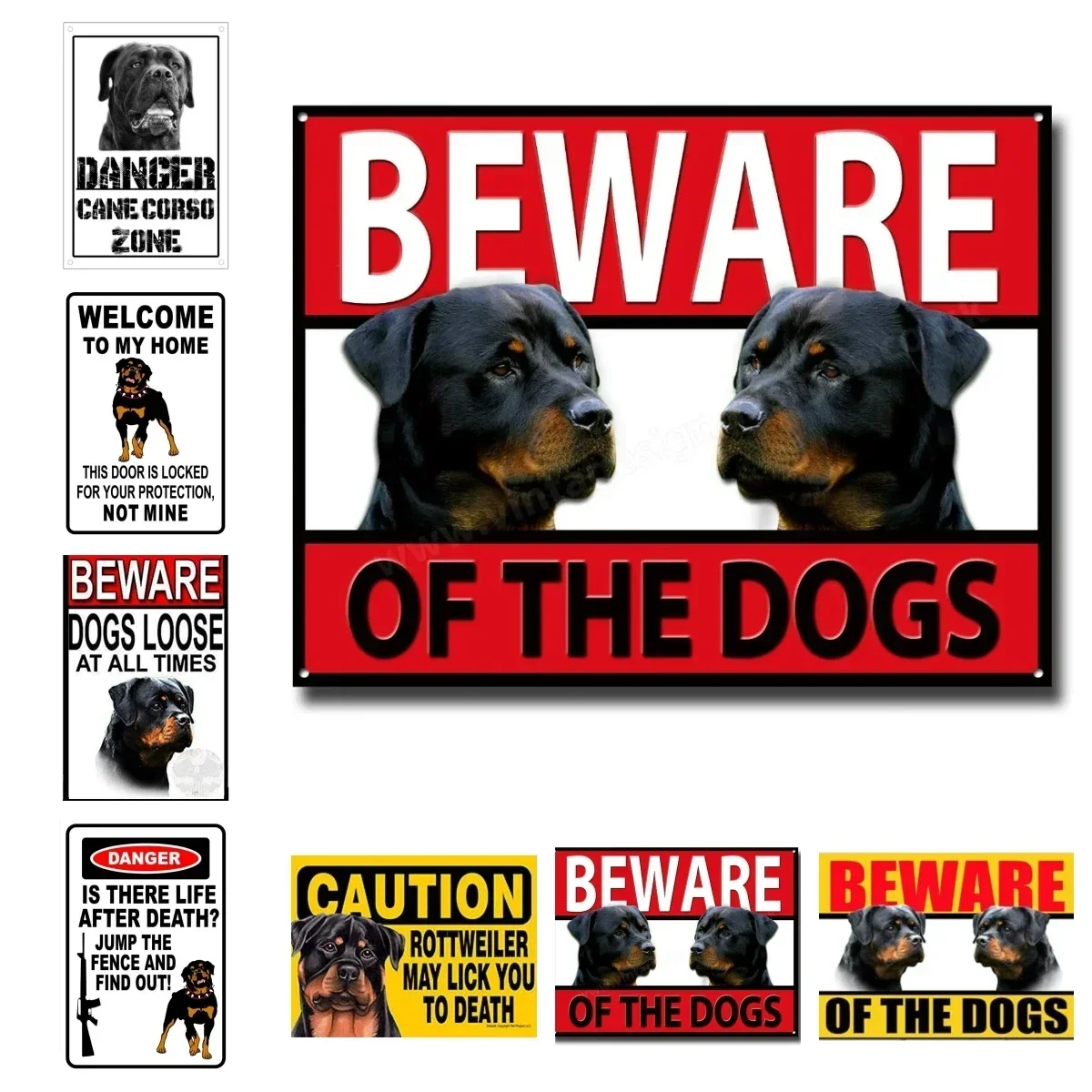 Shorping Rottweiler Beware of The Dogs Metal Sign,Security,Warning,Guard Dog Sign