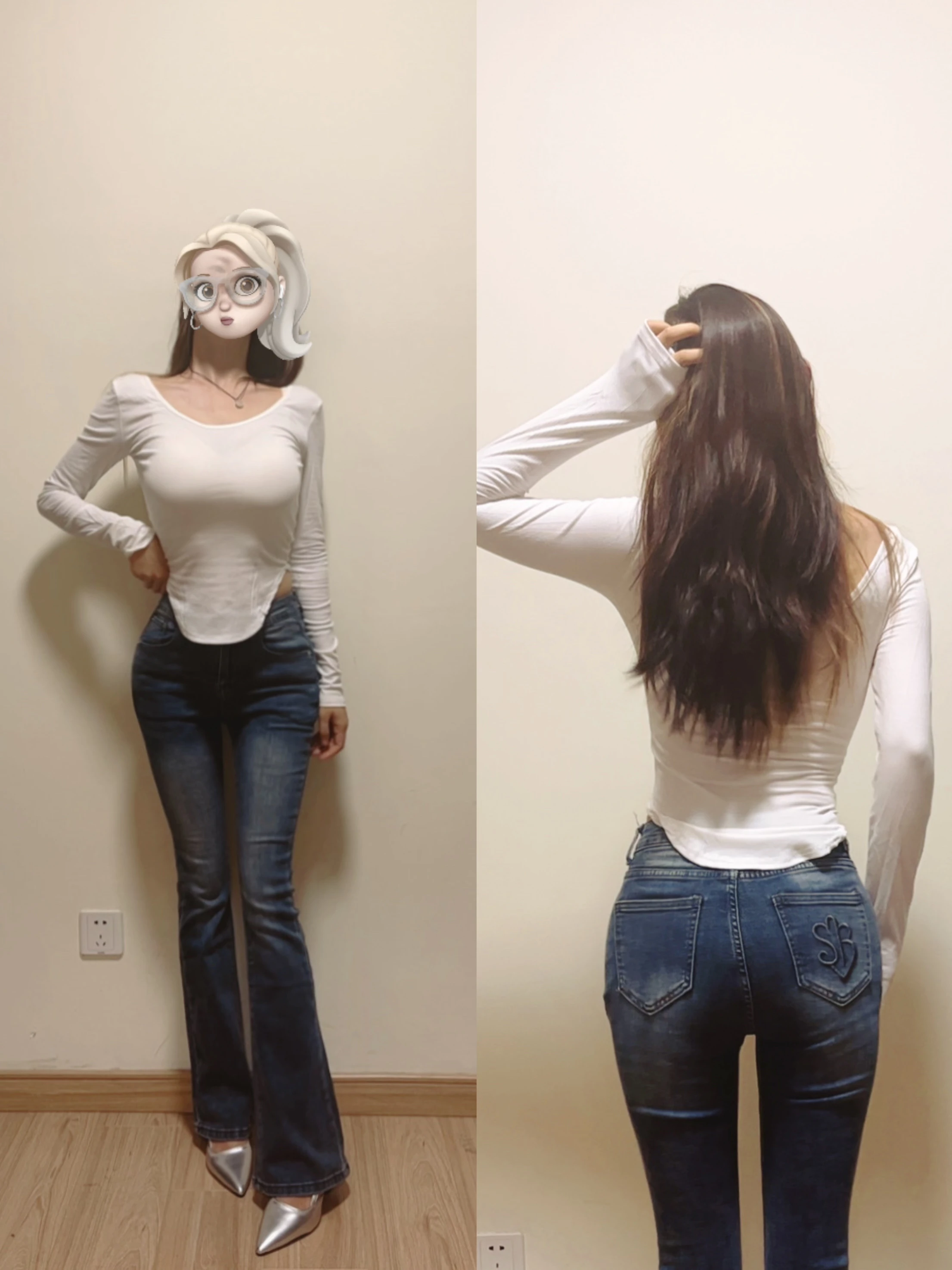 Vaqueros acampanados de cintura baja para mujer, cómodos, bordados, que mejoran la cadera, alargamiento de la pierna, adelgazantes, vaqueros coreanos