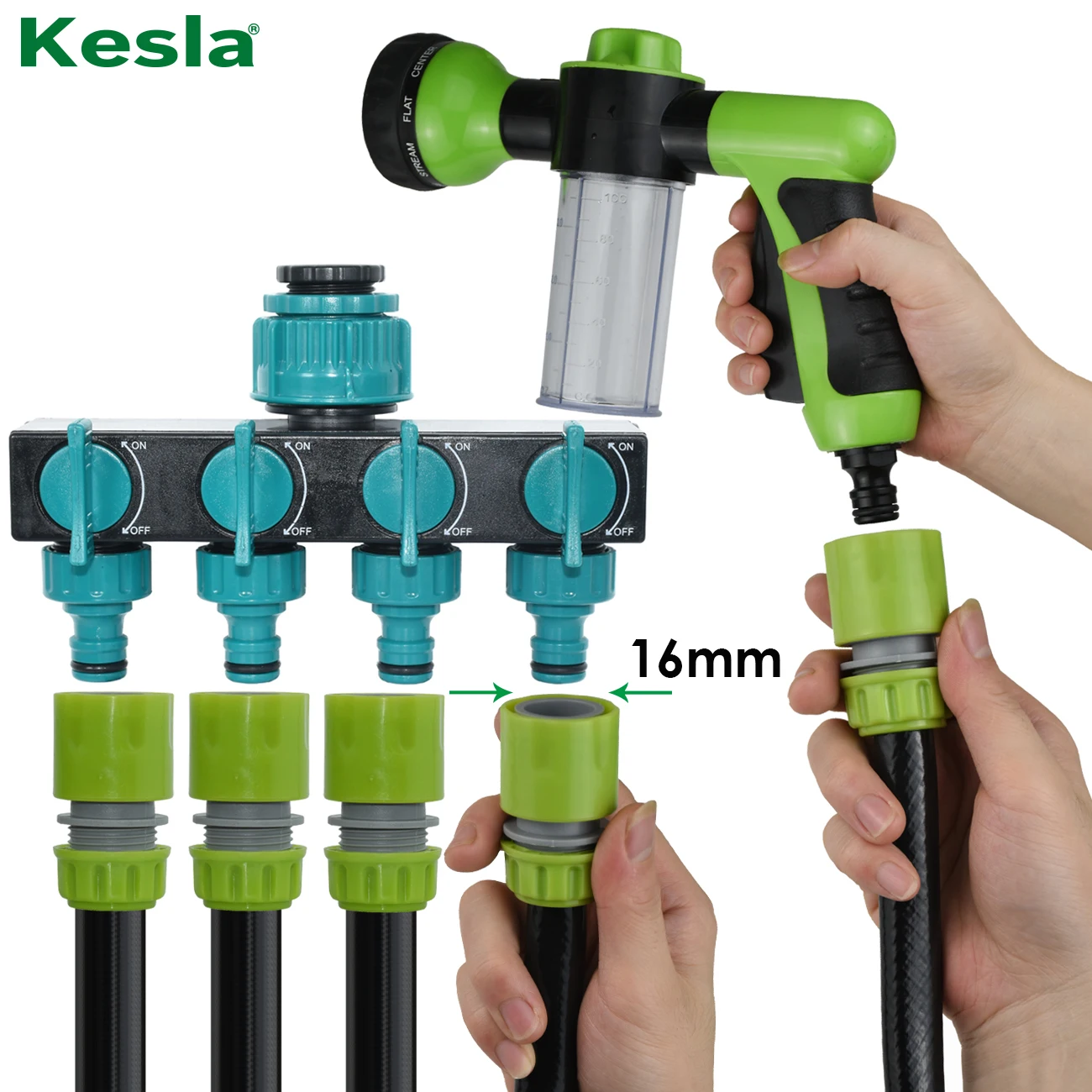 KESLA-manguera de riego por goteo de 6 piezas, conector rápido de 1/2 pulgadas, para reparación de tuberías de jardín, con o sin tapón de parada de agua, para invernadero